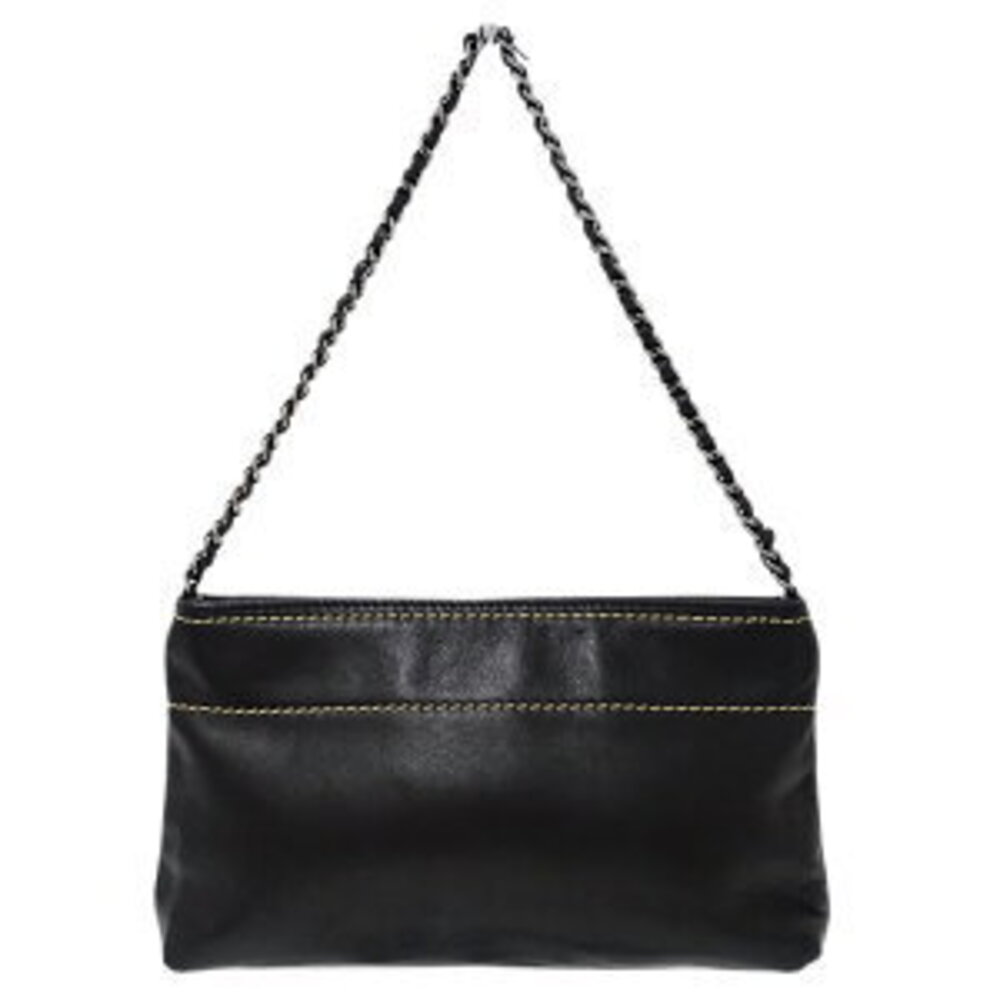 Chanel Chain Bag Hand Black Leather Handbag Pouch